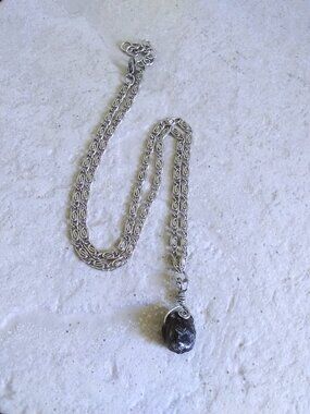 Raw Smoky Quartz ~ Wire Wrapped Pendant ~ Minimalist Crystal with Ornate Chain